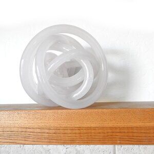 NWOT Pale Pink Art Glass Endless Infinity Knot Sculpture Orb Sphere Paperweight